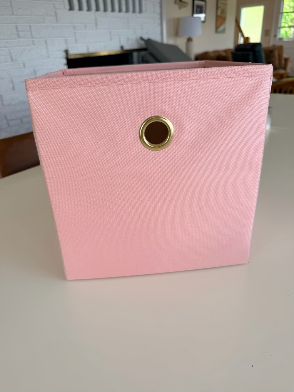 Square collapsing 11” Pink Storage Tote with Gold Grommet - set of THREE
